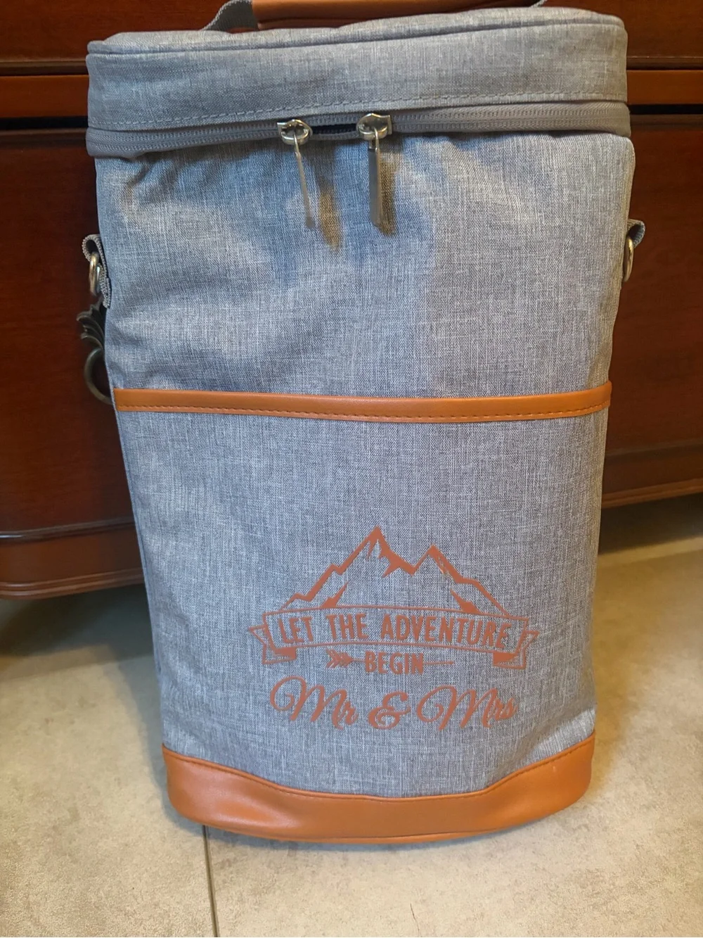 Mr. & Mrs. Wedding Gift - Adventure Wine Cooler Bag Tumblers Corkscrew & Stopper